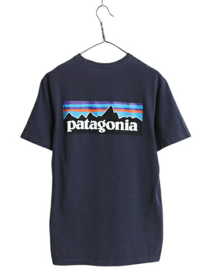 パタゴニア 両面 プリント 半袖 Tシャツ メンズ S / 19年製 アウトドア P6 ボックスロゴ バックプリント カットソー シンプル ゆったり 紺