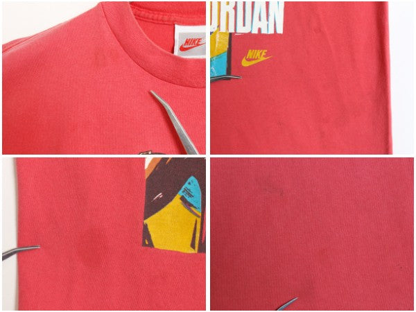 90s USA製 ナイキ マイケル ジョーダン イラスト プリント Tシャツ ボーイズ L メンズ M 程 オールド 初期 銀タグ グラフィック スウッシュ