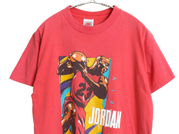 90s USA製 ナイキ マイケル ジョーダン イラスト プリント Tシャツ ボーイズ L メンズ M 程 オールド 初期 銀タグ グラフィック スウッシュ
