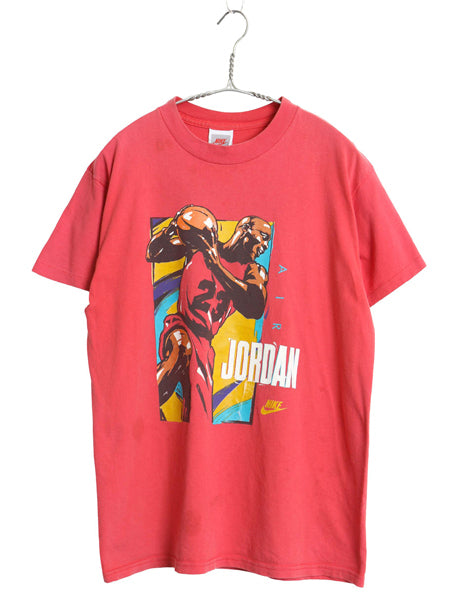 90s USA製 ナイキ マイケル ジョーダン イラスト プリント Tシャツ ボーイズ L メンズ M 程 オールド 初期 銀タグ グラフィック スウッシュ