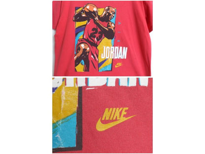 90s USA製 ナイキ マイケル ジョーダン イラスト プリント Tシャツ ボーイズ L メンズ M 程 オールド 初期 銀タグ グラフィック スウッシュ