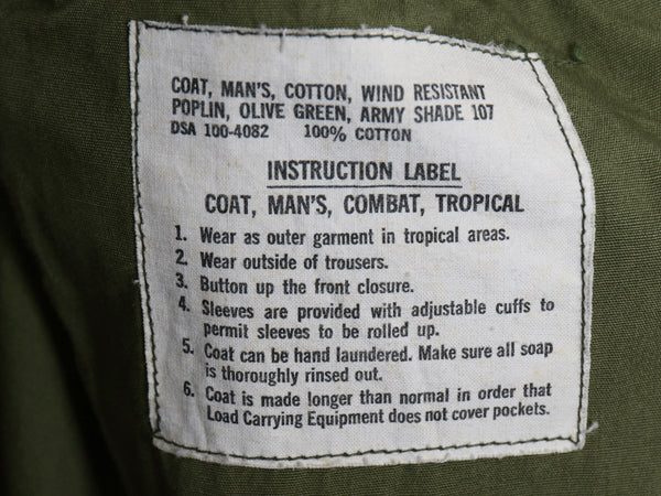 60s ★ 米軍実物 US ARMY 3rd ジャングルファティーグ ジャケット MEDIUM REGULAR 古着 ヴィンテージ ミリタリー ノンリップ オリーブ 無地