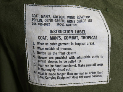 60s ★ 米軍実物 US ARMY 3rd ジャングルファティーグ ジャケット MEDIUM REGULAR 古着 ヴィンテージ ミリタリー ノンリップ オリーブ 無地