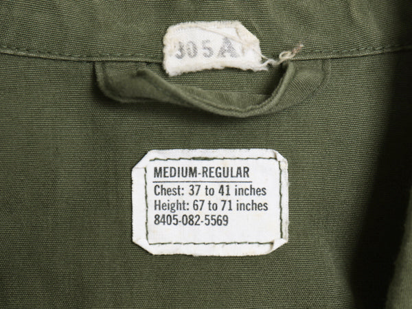 60s ★ 米軍実物 US ARMY 3rd ジャングルファティーグ ジャケット MEDIUM REGULAR 古着 ヴィンテージ ミリタリー ノンリップ オリーブ 無地