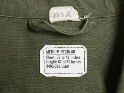 60s ★ 米軍実物 US ARMY 3rd ジャングルファティーグ ジャケット MEDIUM REGULAR 古着 ヴィンテージ ミリタリー ノンリップ オリーブ 無地