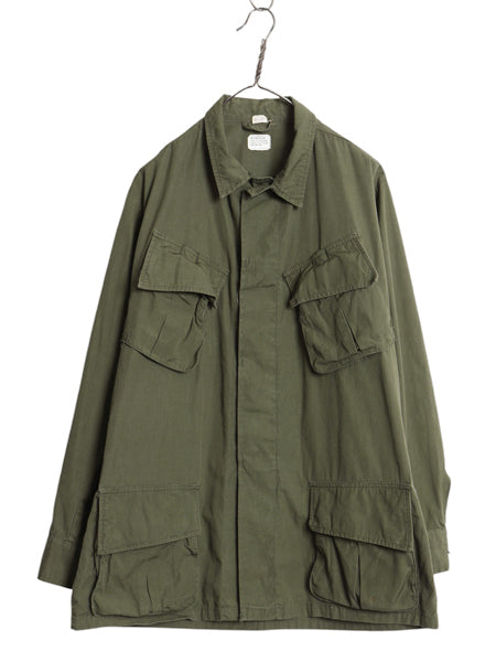 60s ★ 米軍実物 US ARMY 3rd ジャングルファティーグ ジャケット MEDIUM REGULAR 古着 ヴィンテージ ミリタリー ノンリップ オリーブ 無地