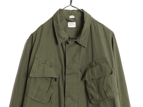 60s ★ 米軍実物 US ARMY 3rd ジャングルファティーグ ジャケット MEDIUM REGULAR 古着 ヴィンテージ ミリタリー ノンリップ オリーブ 無地
