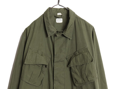 60s ★ 米軍実物 US ARMY 3rd ジャングルファティーグ ジャケット MEDIUM REGULAR 古着 ヴィンテージ ミリタリー ノンリップ オリーブ 無地