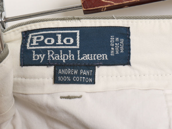90's ポロ ラルフローレン コットン チノ パンツ 実寸 36 28.5 オールド ANDREW PANT スラックス チノパン ストレート ツータック ポロチノ