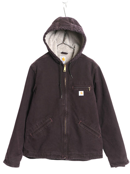 US企画 カーハート ダック シエラ ジャケット レディース S 古着 裏 ボア パイル フリース フルジップ ブルゾン アクティブ ワーク 廃盤 紫
