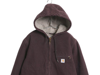 US企画 カーハート ダック シエラ ジャケット レディース M 古着 裏 ボア パイル フリース フルジップ ブルゾン アクティブ ワーク 廃盤 紫
