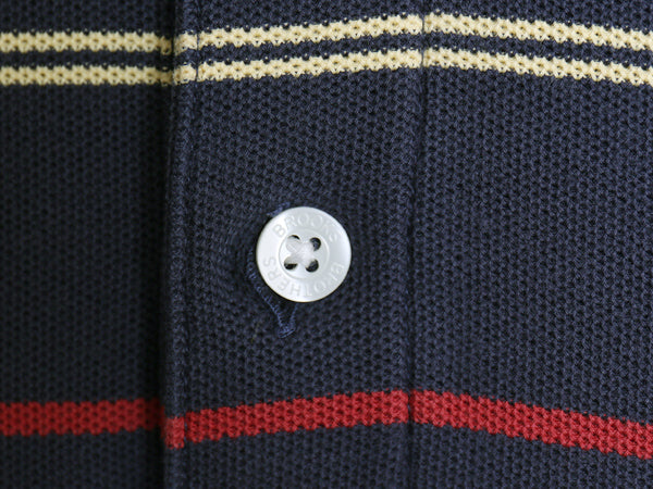 ブルックスブラザーズ ボーダー 鹿の子 長袖 ポロシャツ メンズ XXL コットン ワンポイント ロゴ 刺繍 大きいサイズ マルチカラー トップス