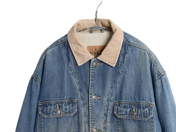 00s オールド ギャップ 裏 ボア デニム ジャケット メンズ M / ジージャン カバーオール ハーフ コート 襟 コーデュロイ フリース ライナー