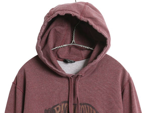パタゴニア プリント スウェット フード パーカー メンズ S / 15年製 プルオーバー ストレッチ トレーナー ベア グラフィック バーガンディ