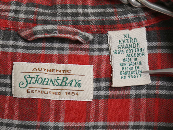 90s セントジョンズベイ チェック 長袖 ボタンダウン フランネル シャツ メンズ XL / オールド JCPenney ネルシャツ ゆったり 大きいサイズ