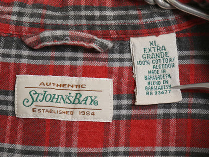 90s セントジョンズベイ チェック 長袖 ボタンダウン フランネル シャツ メンズ XL / オールド JCPenney ネルシャツ ゆったり 大きいサイズ