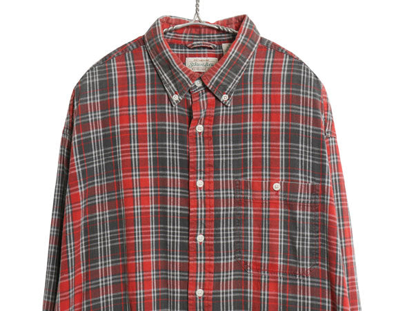 90s セントジョンズベイ チェック 長袖 ボタンダウン フランネル シャツ メンズ XL / オールド JCPenney ネルシャツ ゆったり 大きいサイズ
