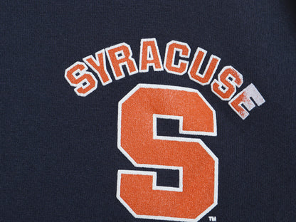 00s ラッセル 3面 カレッジ プリント スウェット フード パーカー メンズ レディース M オールド トレーナー 裏起毛 プルオーバー 薄手 紺