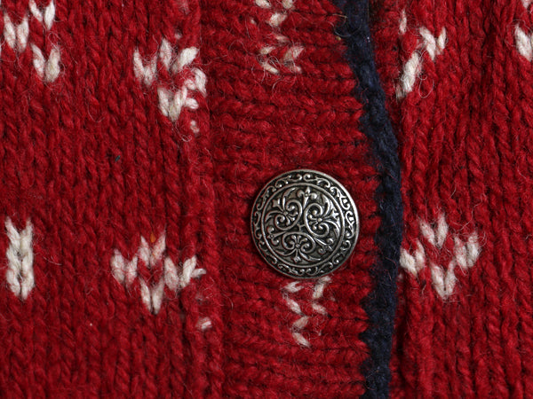 80s USA製 エルエルビーン ウール ニット ベスト レディース M 旧タグ ヴィンテージ バーズアイ ノルディック 前開き 重ね着 総柄 セーター