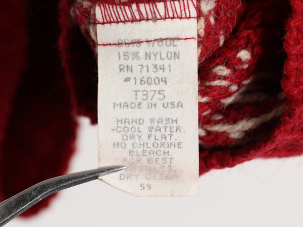 80s USA製 エルエルビーン ウール ニット ベスト レディース M 旧タグ ヴィンテージ バーズアイ ノルディック 前開き 重ね着 総柄 セーター