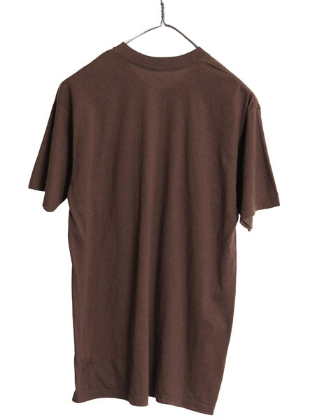 80s USA製 シアーズ ポケット付き 無地 半袖 Tシャツ メンズ L 小さめ S / ヴィンテージ 耳付き ポケT シングルステッチ トップス ブラウン