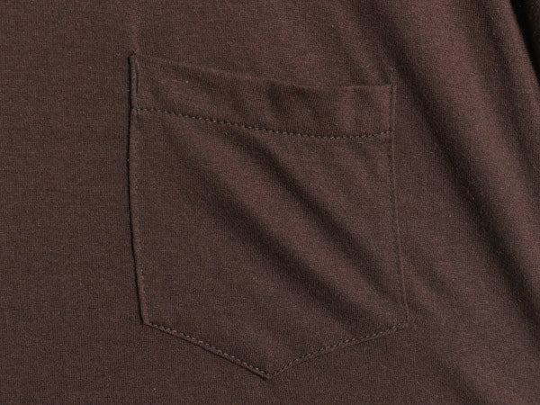 80s USA製 シアーズ ポケット付き 無地 半袖 Tシャツ メンズ L 小さめ S / ヴィンテージ 耳付き ポケT シングルステッチ トップス ブラウン