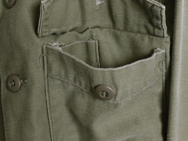 60s 米軍実物 US ARMY コットン サテン ユーティリティ シャツ S ヴィンテージ 67年製 OG107 シャツ袖 2nd 3rd 4th 移行期 軍物 ミリタリー