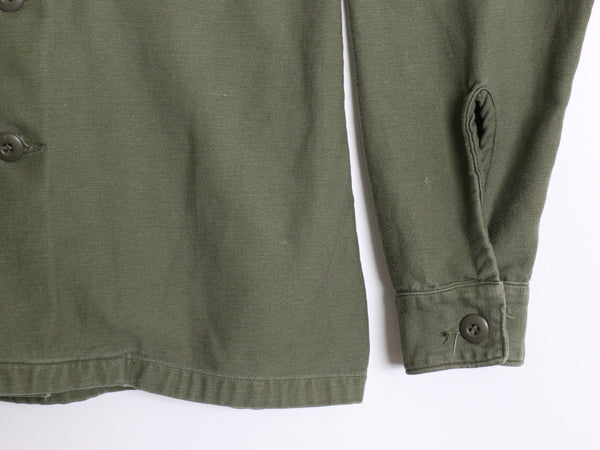 60s 米軍実物 US ARMY コットン サテン ユーティリティ シャツ S ヴィンテージ 67年製 OG107 シャツ袖 2nd 3rd 4th 移行期 軍物 ミリタリー
