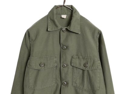 60s 米軍実物 US ARMY コットン サテン ユーティリティ シャツ S ヴィンテージ 67年製 OG107 シャツ袖 2nd 3rd 4th 移行期 軍物 ミリタリー