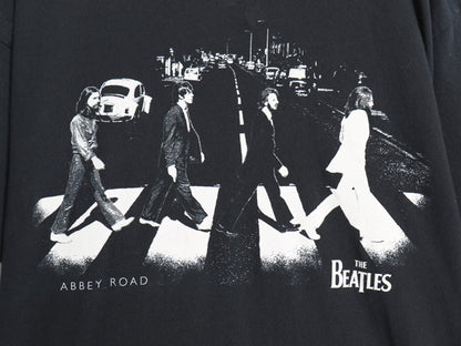 00s ビートルズ フォト イラスト プリント Tシャツ メンズ L 古着 オールド アップル オフィシャル バンド ロック フォトT グラフィック 黒