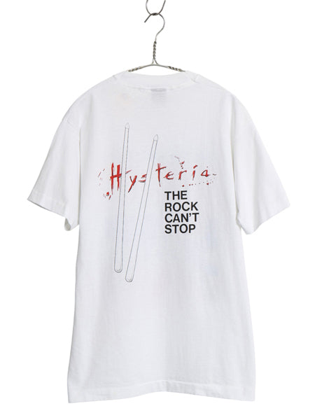  80s USA製 ★ デフレパード アメコミ イラスト プリント Tシャツ メンズ L 古着 ヴィンテージ 当時物 バンド ロック シングルステッチ 白