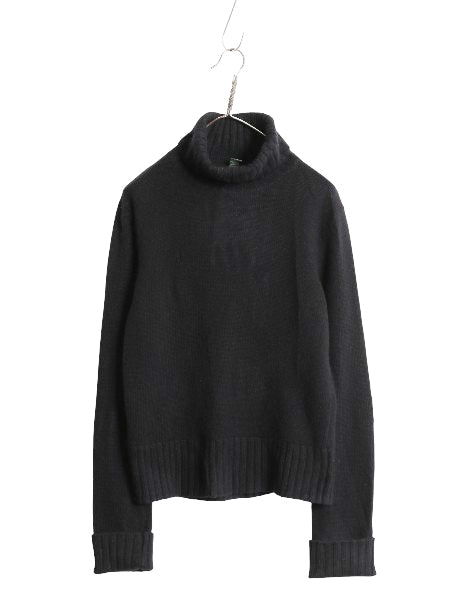90s ローレン ラルフローレン タートルネック ニット セーター レディース L オールド メリノ ウール アンゴラ カシミヤ シンプル ブラック