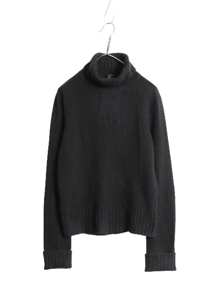 90s ローレン ラルフローレン タートルネック ニット セーター レディース L オールド メリノ ウール アンゴラ カシミヤ シンプル ブラック