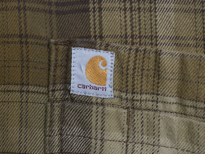 US企画 カーハート チェック ボタンダウン 長袖 フランネル シャツ メンズ S 古着 ワーク ネルシャツ 長袖シャツ ストレッチ マルチカラー 