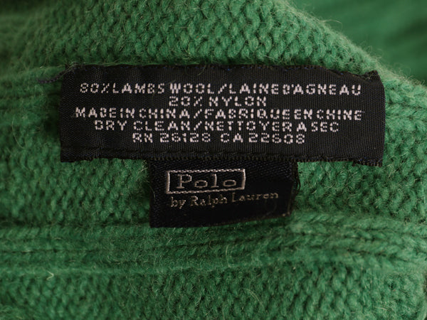 90s ポロ ラルフローレン ニット キャップ メンズ レディース フリーサイズ 古着 オールド ラム ウール ニット帽 ワッチ ビーニー 帽子 緑