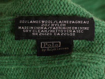 90s ポロ ラルフローレン ニット キャップ メンズ レディース フリーサイズ 古着 オールド ラム ウール ニット帽 ワッチ ビーニー 帽子 緑