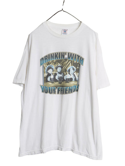 00s 三ばか大将 イラスト プリント Tシャツ メンズ XL / 古着 オールド オフィシャル キャラクター コメディ グラフィック 大きいサイズ 白