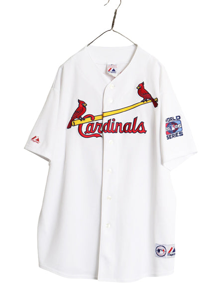カージナルス ベースボール シャツ メンズ XXL / MLB オフィシャル マジェスティック 大リーグ ユニフォーム ゲームシャツ 大きいサイズ 白