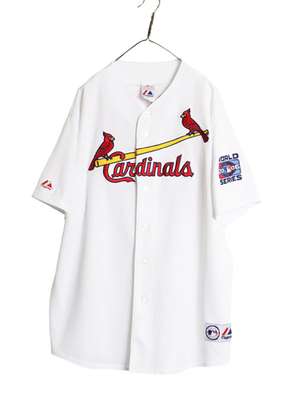 カージナルス ベースボール シャツ メンズ XXL / MLB オフィシャル マジェスティック 大リーグ ユニフォーム ゲームシャツ 大きいサイズ 白