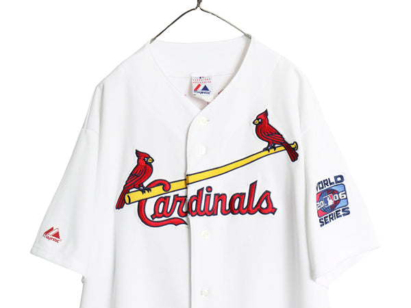 カージナルス ベースボール シャツ メンズ XXL / MLB オフィシャル マジェスティック 大リーグ ユニフォーム ゲームシャツ 大きいサイズ 白