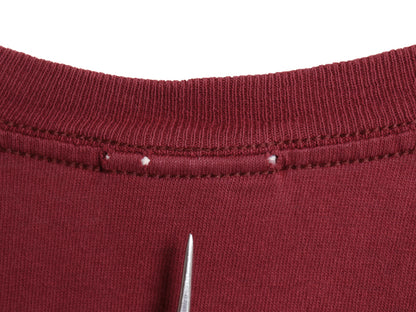 00s ナイキ スモール スウッシュ 刺繍 半袖 Tシャツ メンズ L オールド ワンポイント ヘビーウェイト コットン カットソー シンプル エンジ
