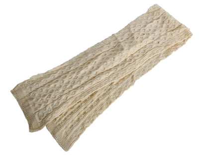 アイルランド製 aran crafts ケーブル ニット マフラー メンズ レディース 古着 ウール アラン フィッシャーマン  ローゲージ ナチュラル