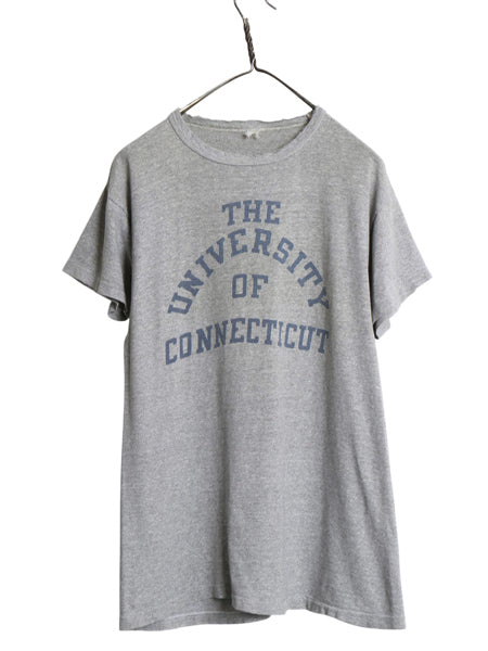60s USA製 ★ チャンピオン 4段 染込み カレッジ プリント Tシャツ メンズ M 程/ ヴィンテージ プロダクツタグ シングルステッチ 霜降り 灰