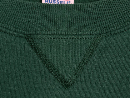 90s USA製 ラッセル 無地 スウェット メンズ レディース L 古着 オールド トレーナー 前V 裏起毛 ワンポイント ブランク シンプル グリーン