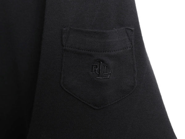 00s ローレン ラルフローレン 長袖 Tシャツ レディース M / オールド コットン ストレッチ リブ編み カットソー ワンポイント ボックス 黒