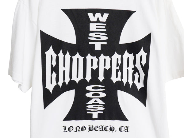 デッドストック 90s ★ WEST COAST CHOPPERS アイアンクロス ロゴ プリント Tシャツ メンズ M / オールド 初期 バイク チョッパー anvil 白
