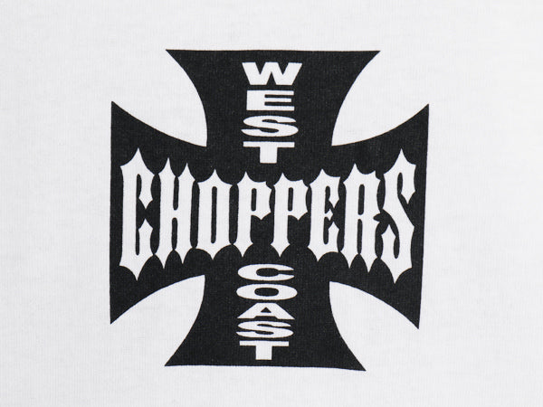 デッドストック 90s ★ WEST COAST CHOPPERS アイアンクロス ロゴ プリント Tシャツ メンズ M / オールド 初期 バイク チョッパー anvil 白