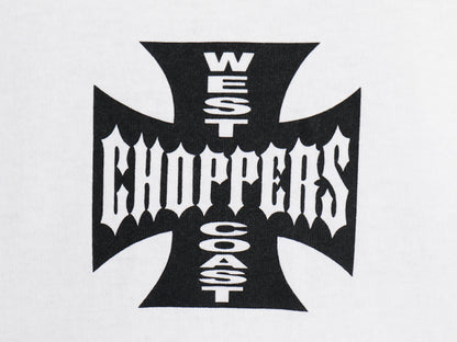 デッドストック 90s ★ WEST COAST CHOPPERS アイアンクロス ロゴ プリント Tシャツ メンズ M / オールド 初期 バイク チョッパー anvil 白