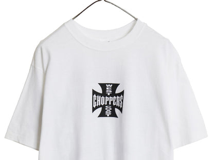 デッドストック 90s ★ WEST COAST CHOPPERS アイアンクロス ロゴ プリント Tシャツ メンズ M / オールド 初期 バイク チョッパー anvil 白