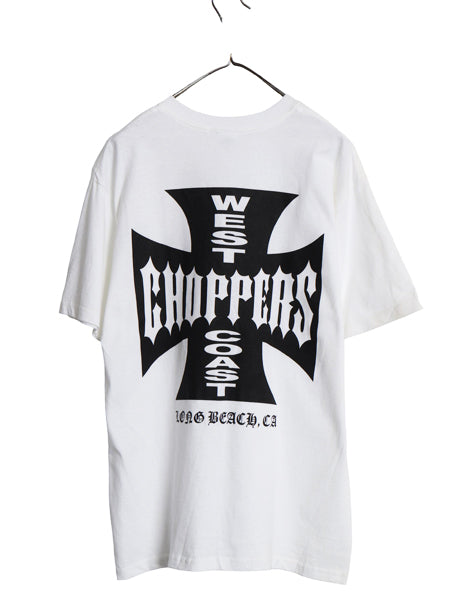 デッドストック 90s ★ WEST COAST CHOPPERS アイアンクロス ロゴ プリント Tシャツ メンズ M / オールド 初期 バイク チョッパー anvil 白